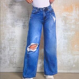 Women's Distressed Blue Jeans